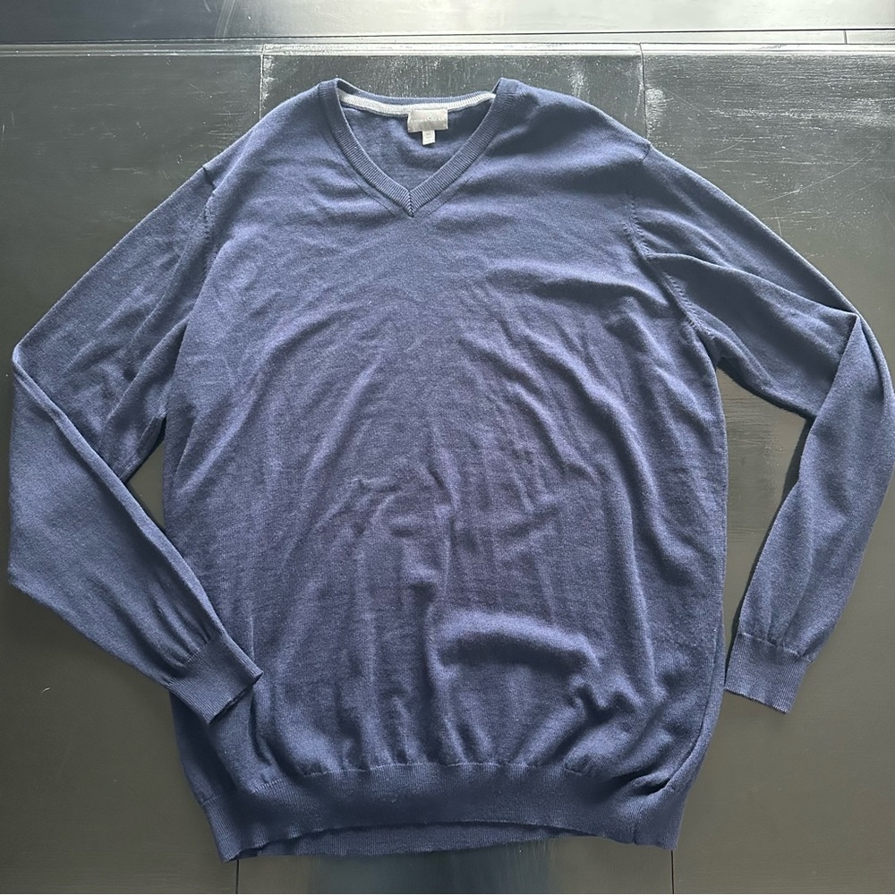 Thomas & Dean 2X XXL Oversized Dad Blue Sweater V-Neck